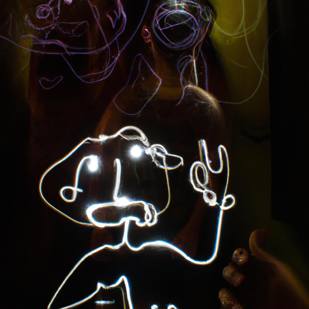Person painting with light effects