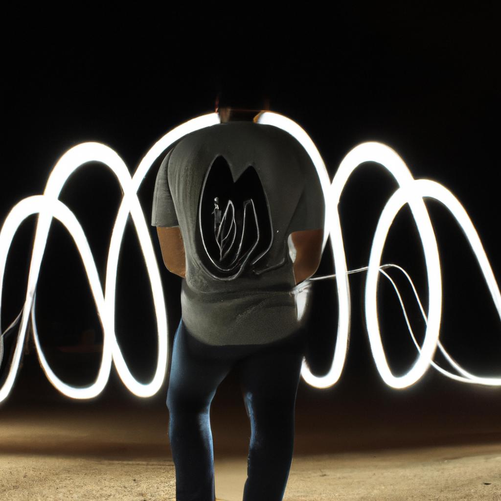 Person painting with light trails