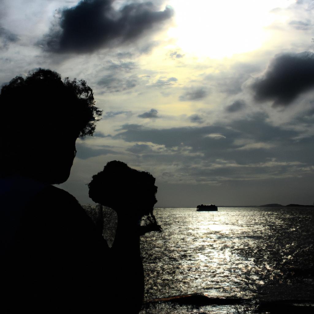 Person capturing silhouette in foreground