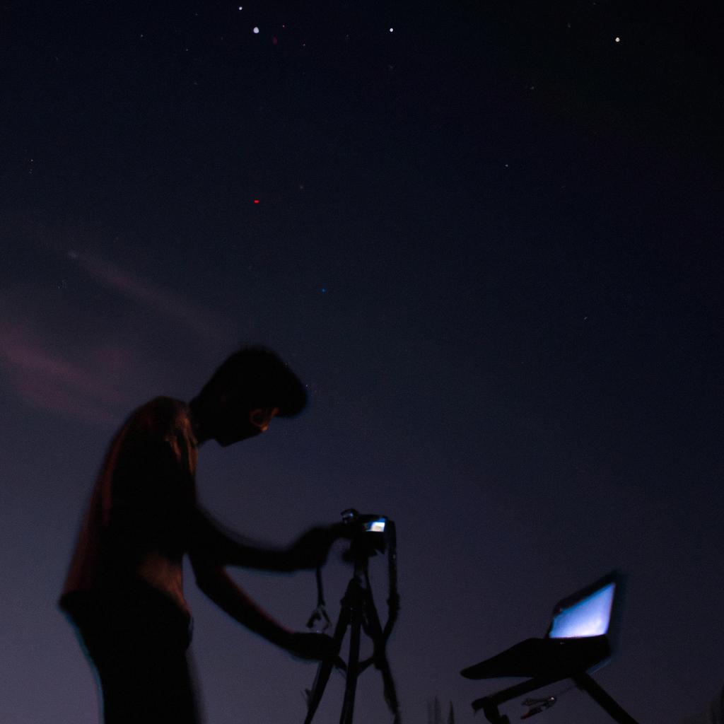 Person editing night sky photos