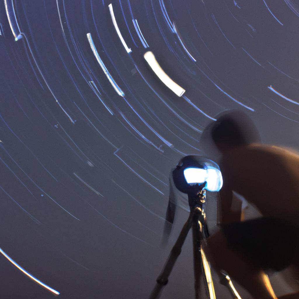 Person photographing star trails