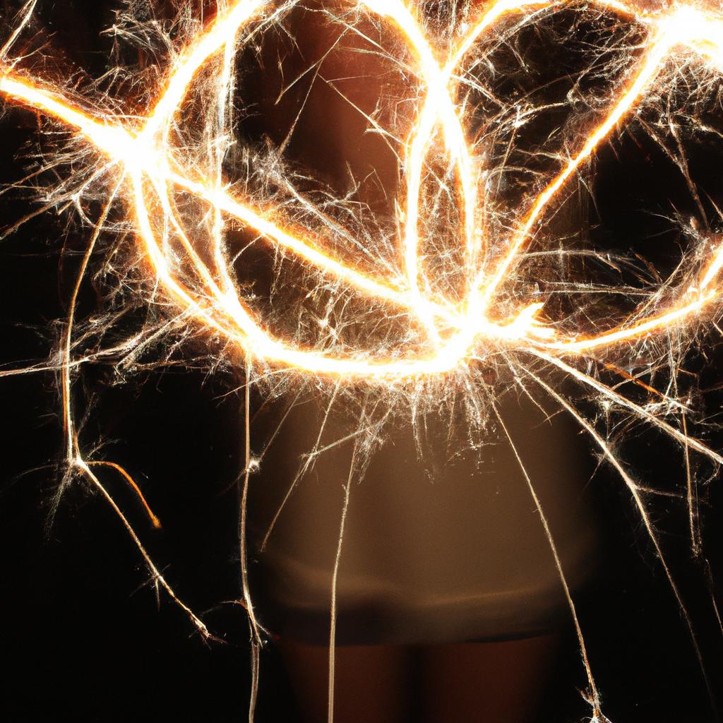 Person holding sparkler, creating patterns